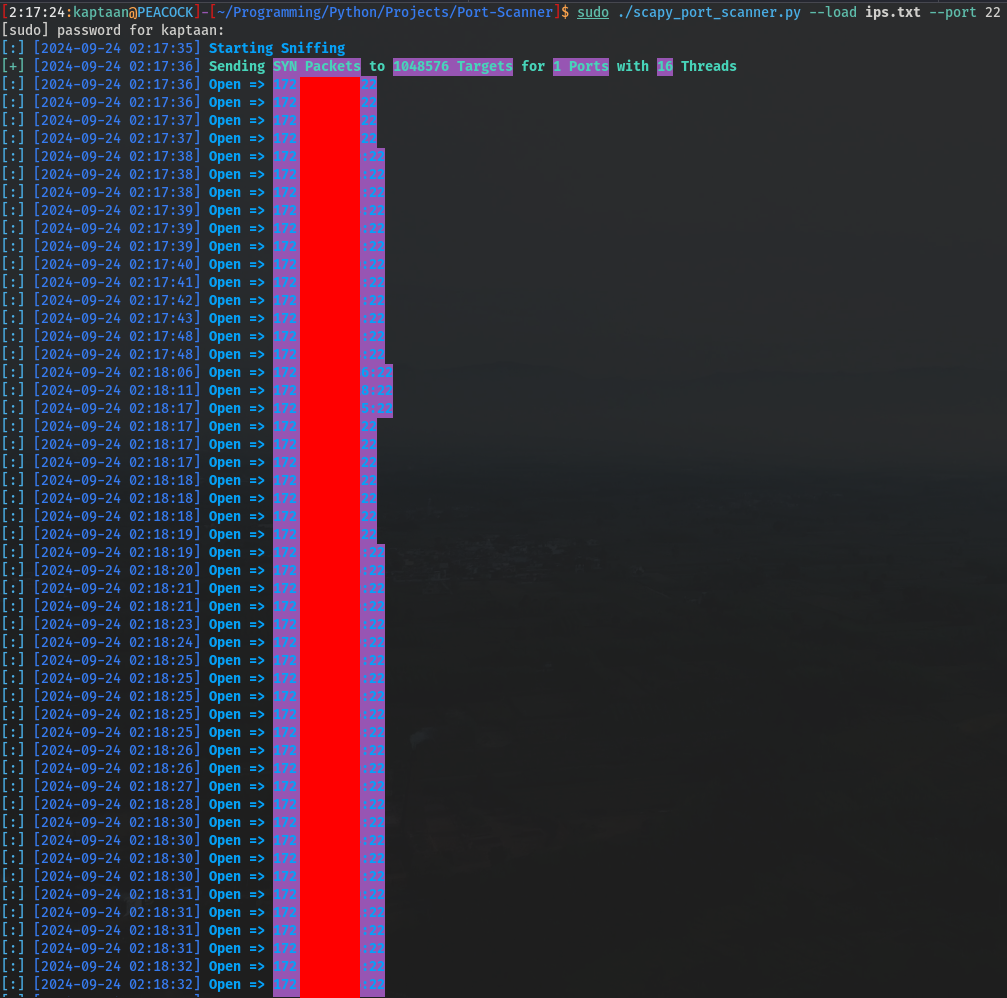 SSH Port Scan on Private Network