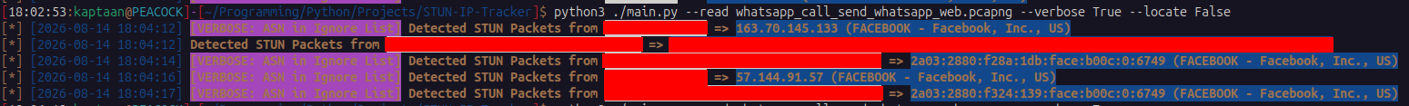 WhatsApp Web Call - IPv6 STUN packets captured