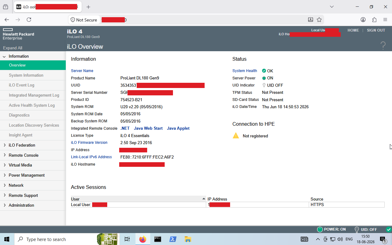 Full administrative access to the iLO 4 web management interface