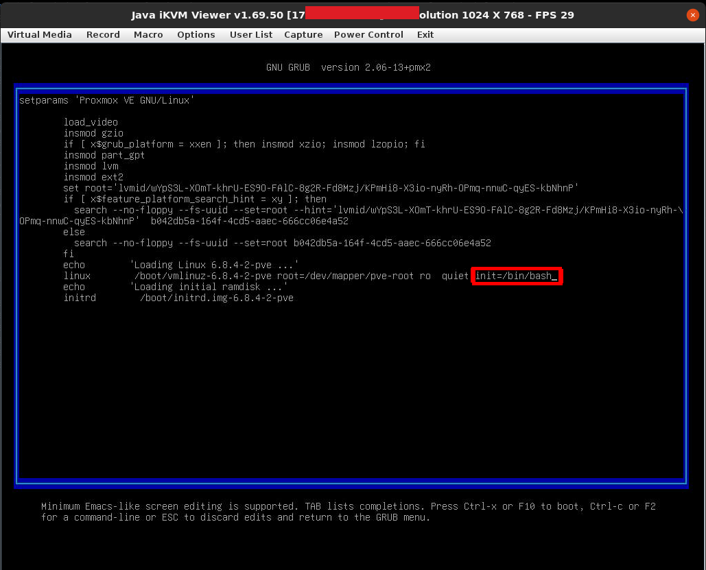 Edited GRUB Entry