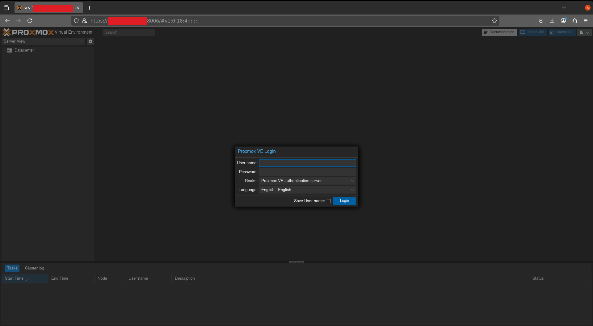 Proxmox Web Interface