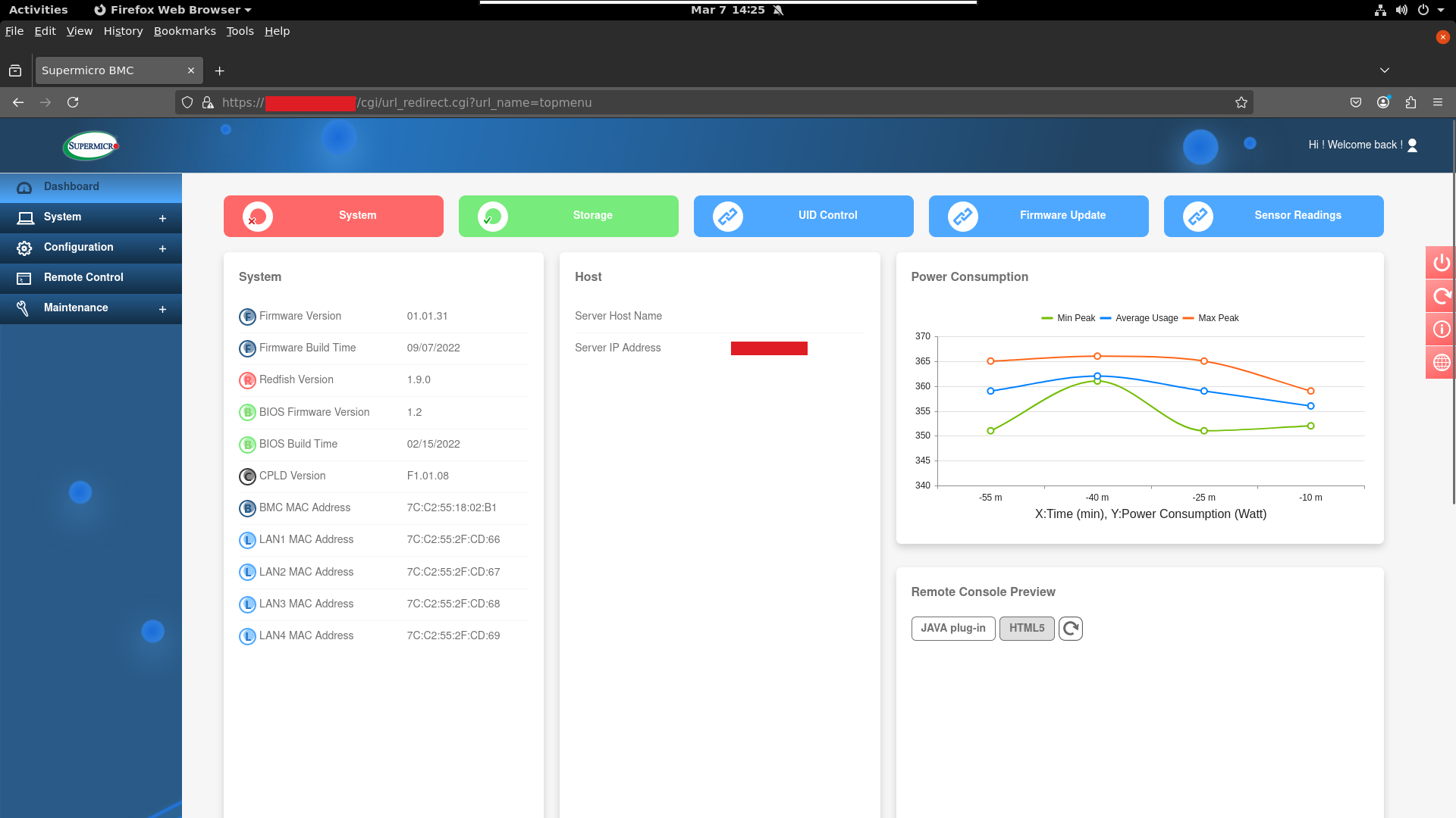 Supermicro Web Interface